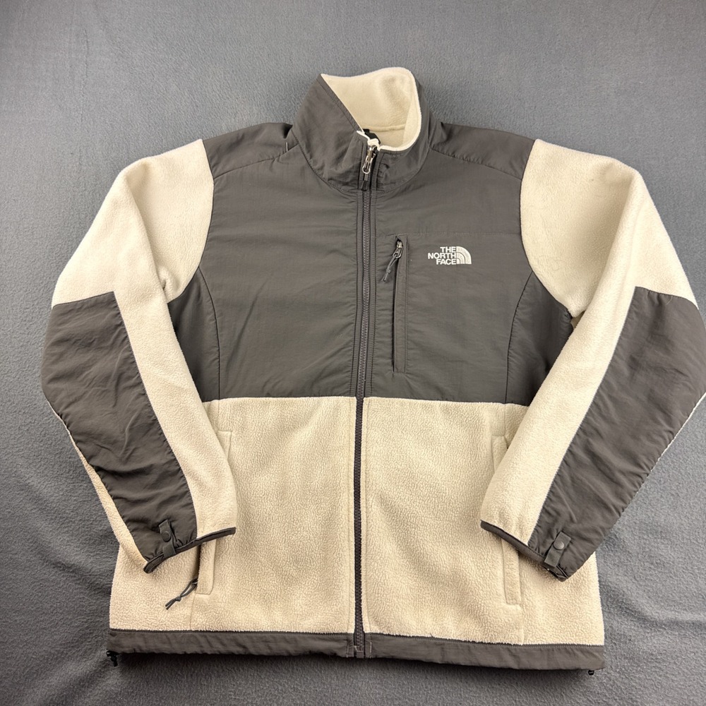 The North Face Jacket Denali Women's L Cream Gray Polartec Fleece Full Zip Coat
